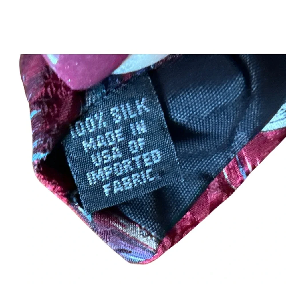Mezzano Silk Necktie Mens Burgundy‎ Fishing Lure Fly Tying USA Made Fashion